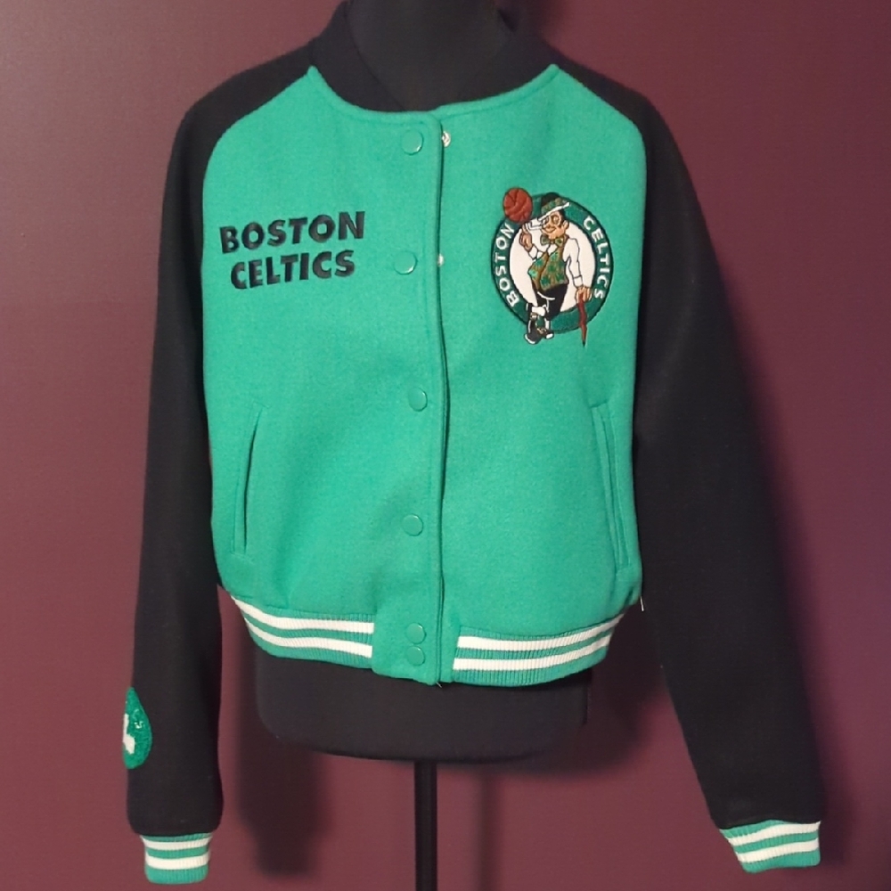 NBA Boston Celtics Green and Black Varsity Jacket